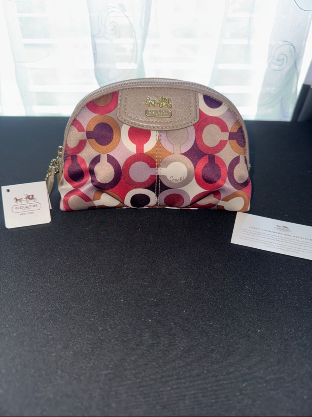 Coach Madison Multi-Color Signature Circle Cosmetic Pouch